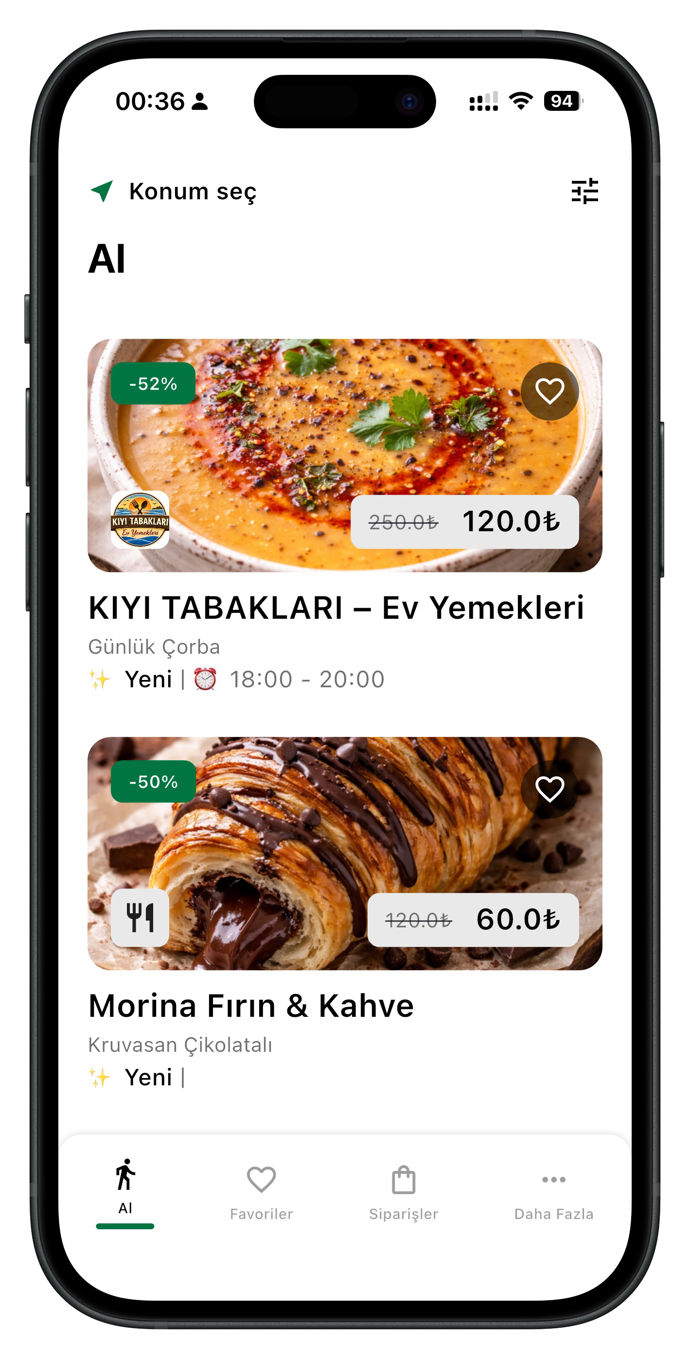 Yeniro uygulama önizlemesi